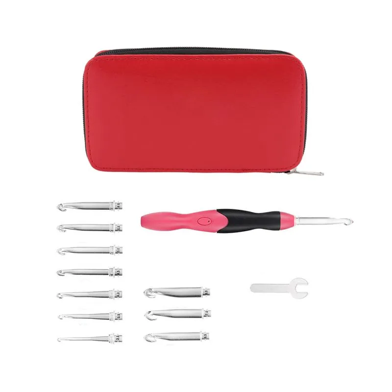 LED Lighted Crochet Hooks Knitting Needles Weave Sewing Tools Set