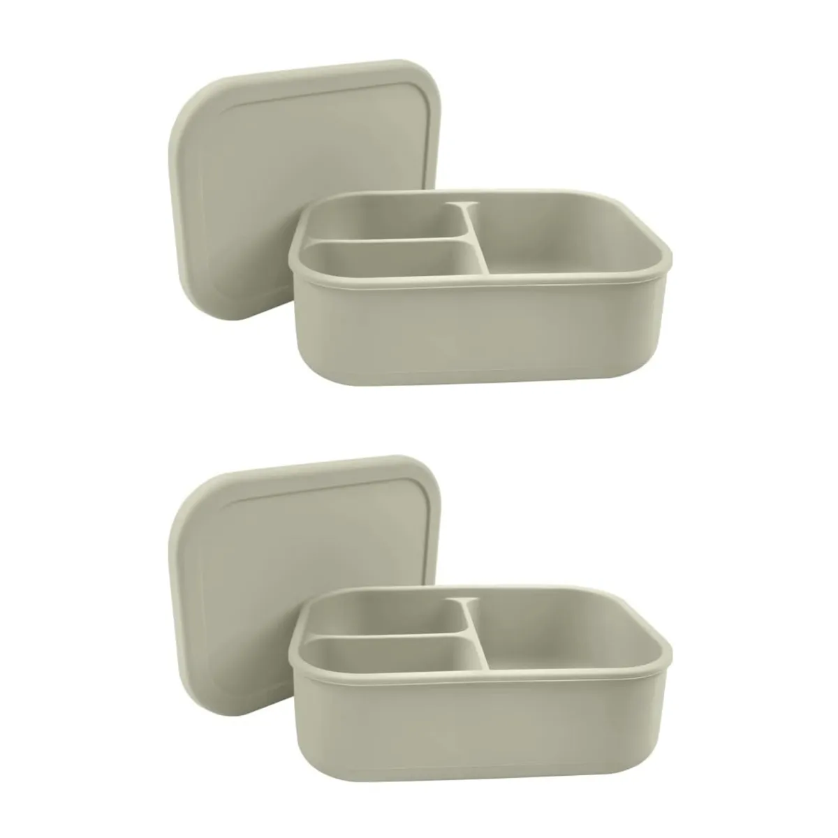 Insulated Silicone Lunch Box with Dividers - 2 Pack - Cream