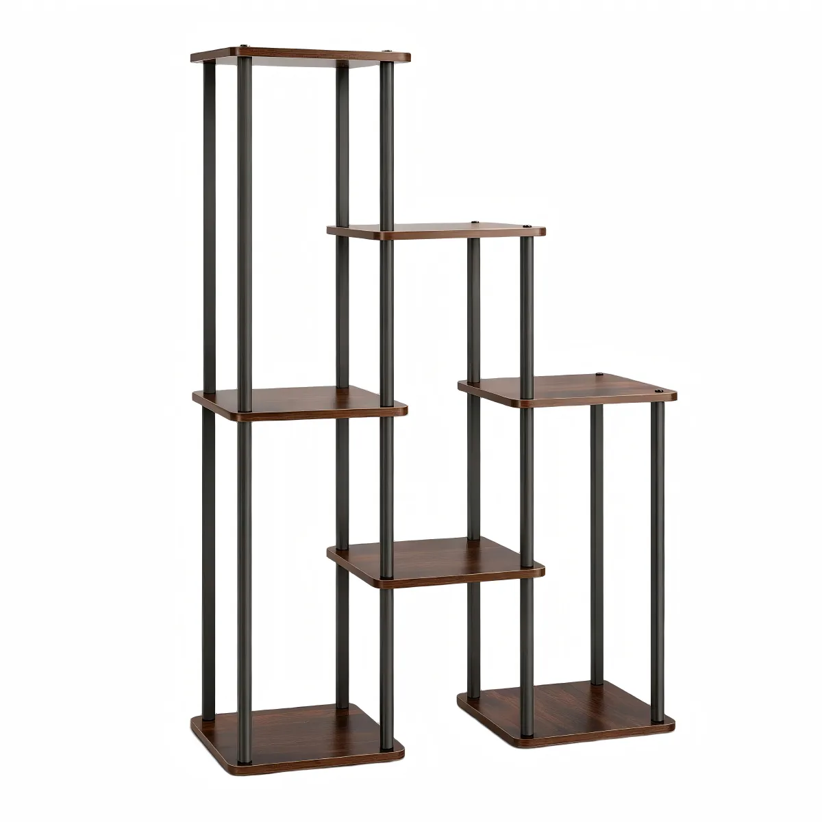 Multi Tier Plant Stand with Wooden Shelves and Metal Frame