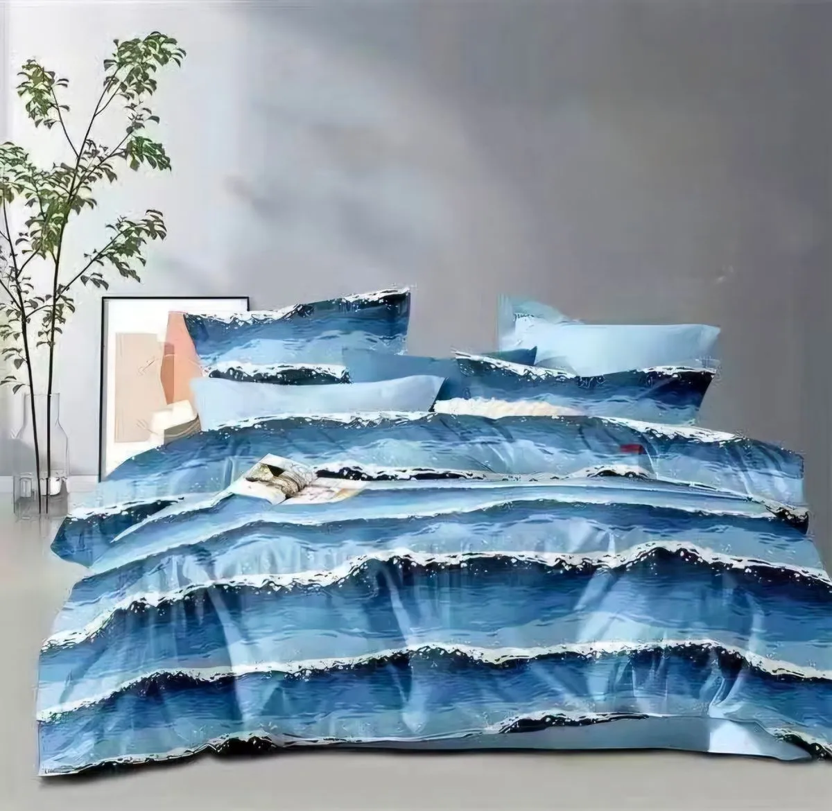 Blue Waves Polyester Other Duvet Cover 6piece