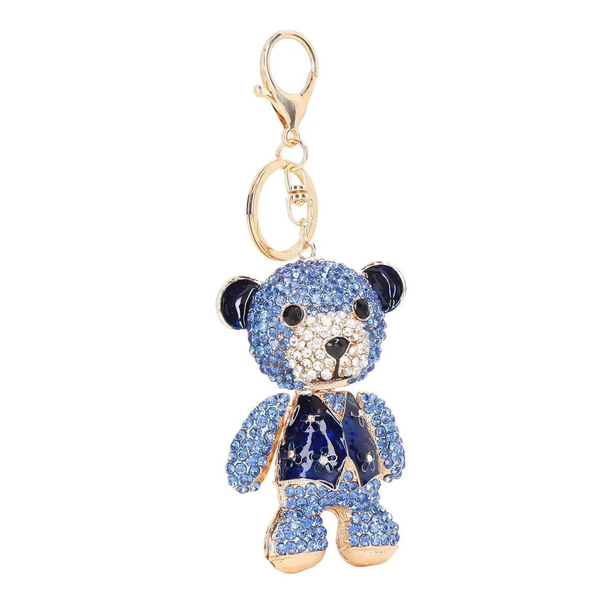 Rhinestone Bear Keychain for Blue Bag Hook