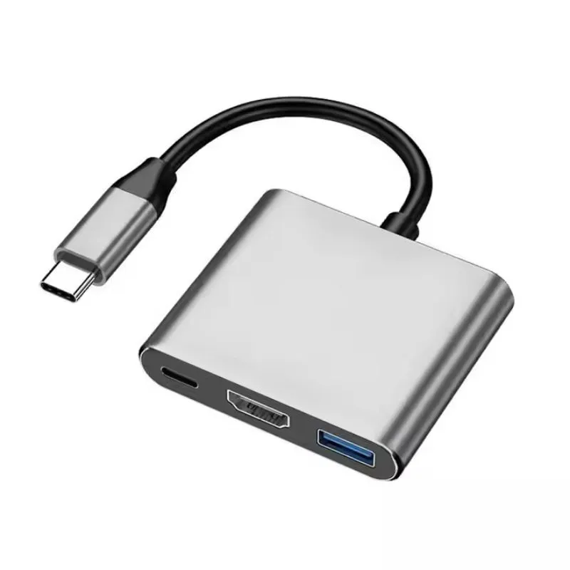 USB C Hub with 4K HDMI Splitter, PD Charging, SD Card Reader - 3-in-1 HUB-Grey