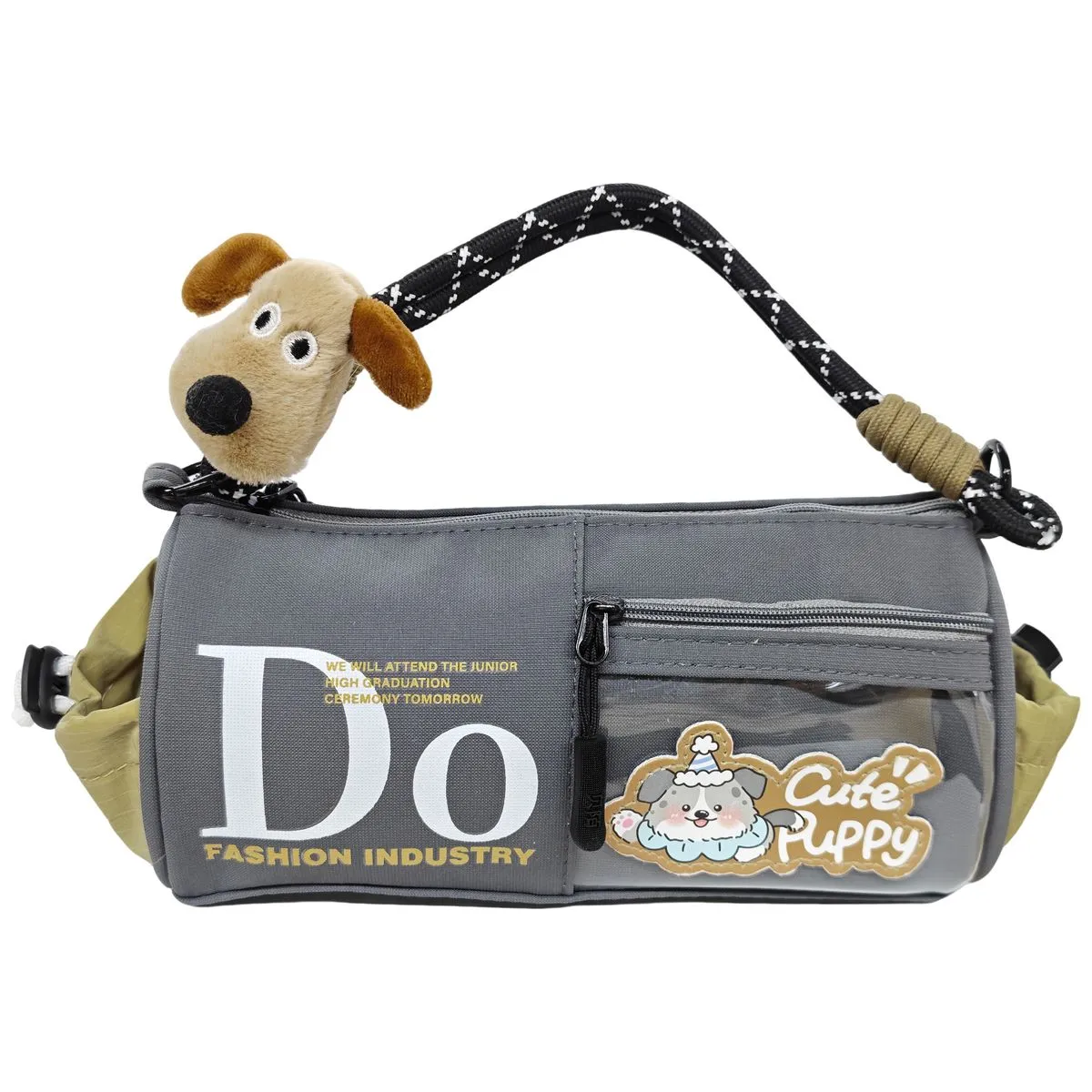 PAGGI Pencil Case with Handle Large Capacity Pen Bag Organizer Pen Pouch - Grey+Green