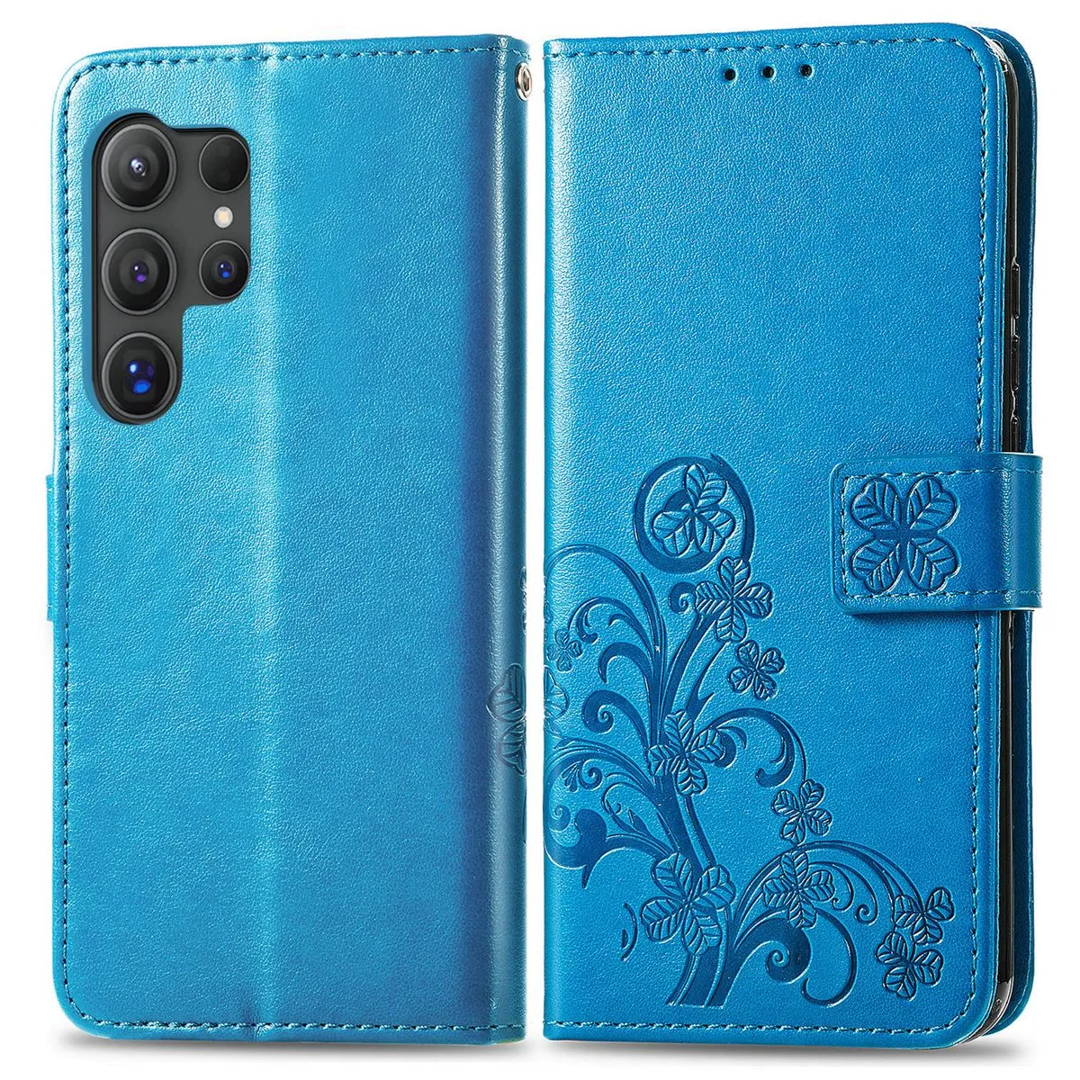 Magnetic Leather Embossed Case Compatible With Samsung Galaxy S25 Ultra - Blue