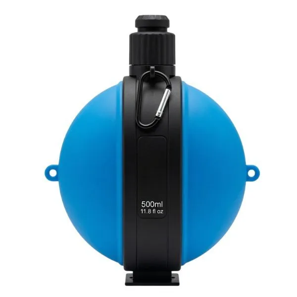 500ml Portable Silicone Water Bottle with Carabiner - Blue