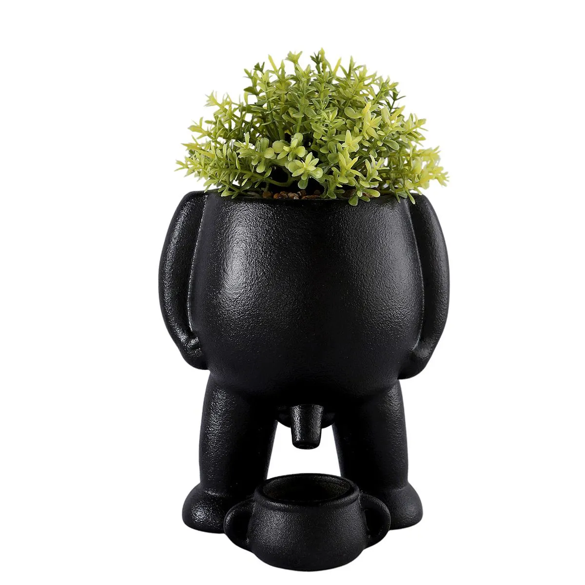 Piss Pot Planter with Faux Plant - Stylish Desktop Decorative Pot - Black