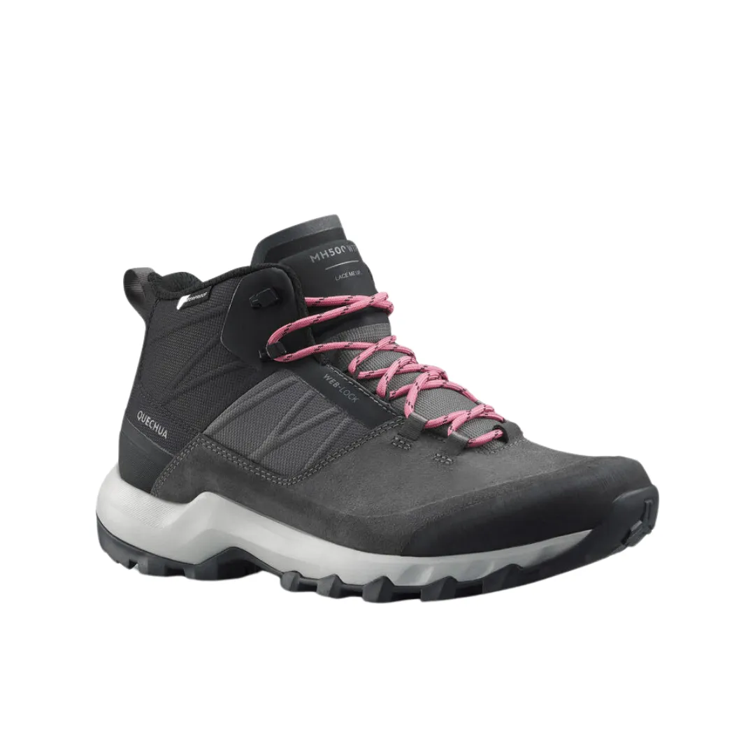 Quechua Women's Waterproof Mountain Walking Shoes - MH500 MID Grey