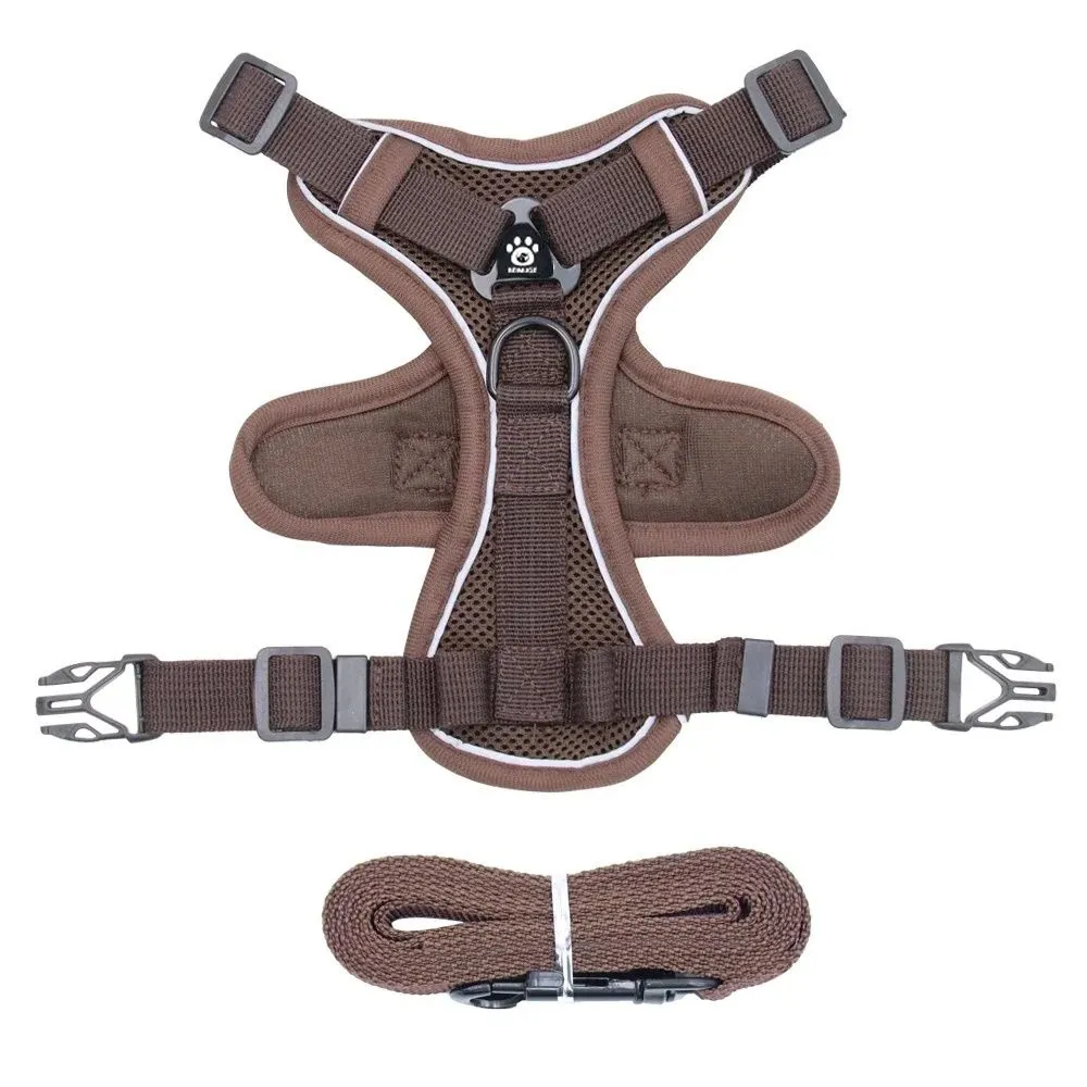 Escape Proof Cat Harness and Leash Set Adjustable Soft 2Pieces - Brown