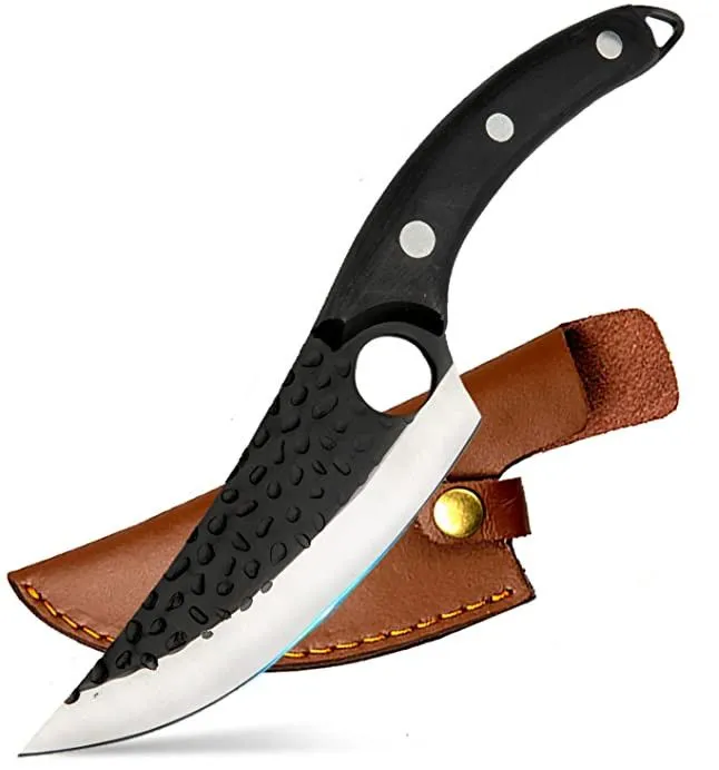 Stainless Steel Hand forged boning knife - With Sheath - Black