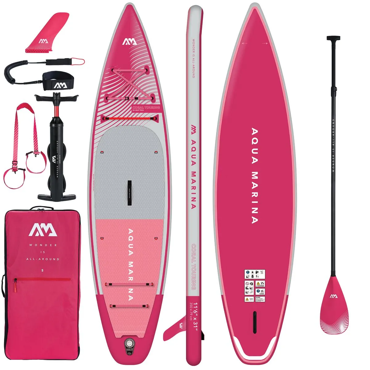 Aqua Marina Coral Touring 11'6" Night Fade SUP (Stand Up Paddleboard) - Pink