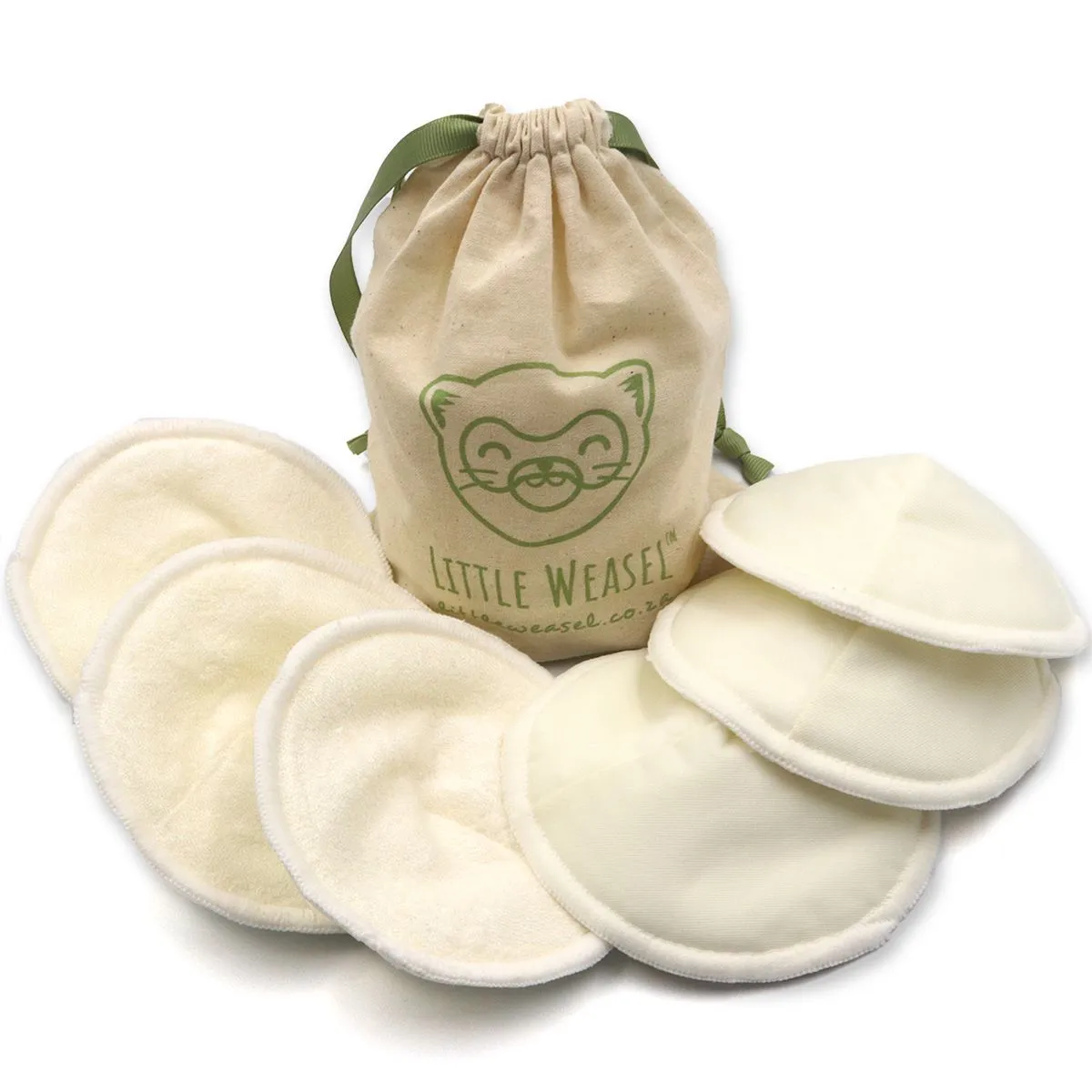 Little Weasel - Nursing Pads / Washable Bamboo Breast Pads (6 Pads, 1 Bag)