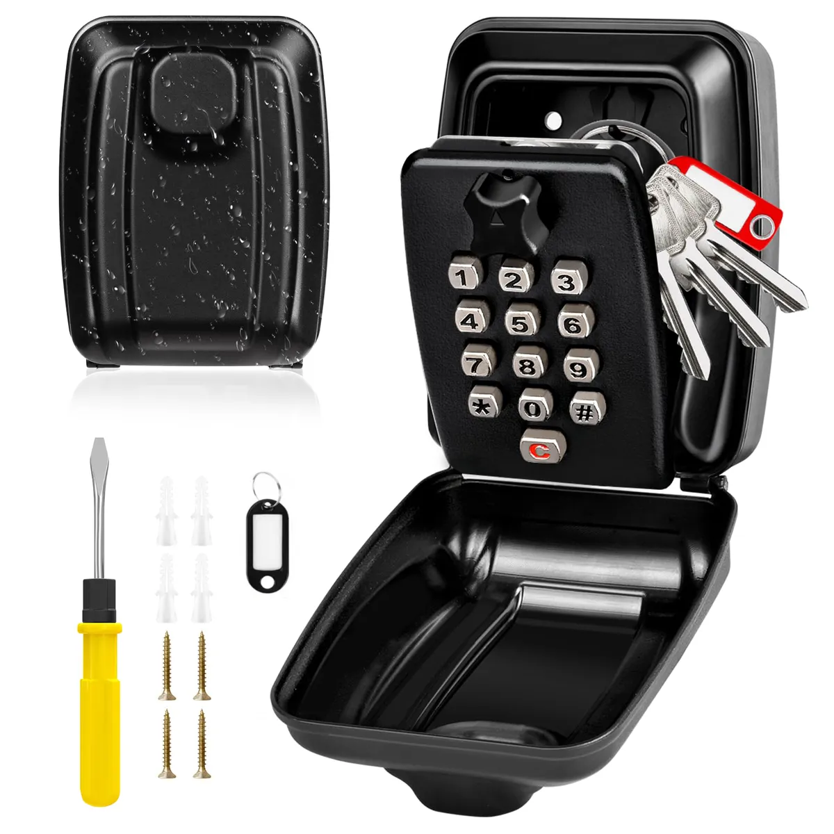 Wall Mounted 12 Digit Waterproof Mini Key Safe Large Capacity Resettable