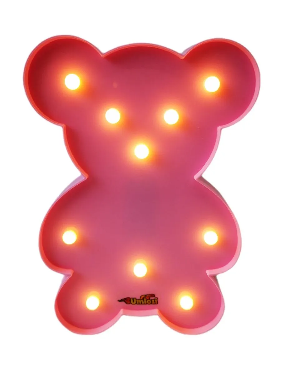 Night Light Bear - Battery Operated Bear - 26 Cm - Pink
