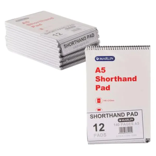 Stationery - A5 Shorthand Pads- Pack Of 12