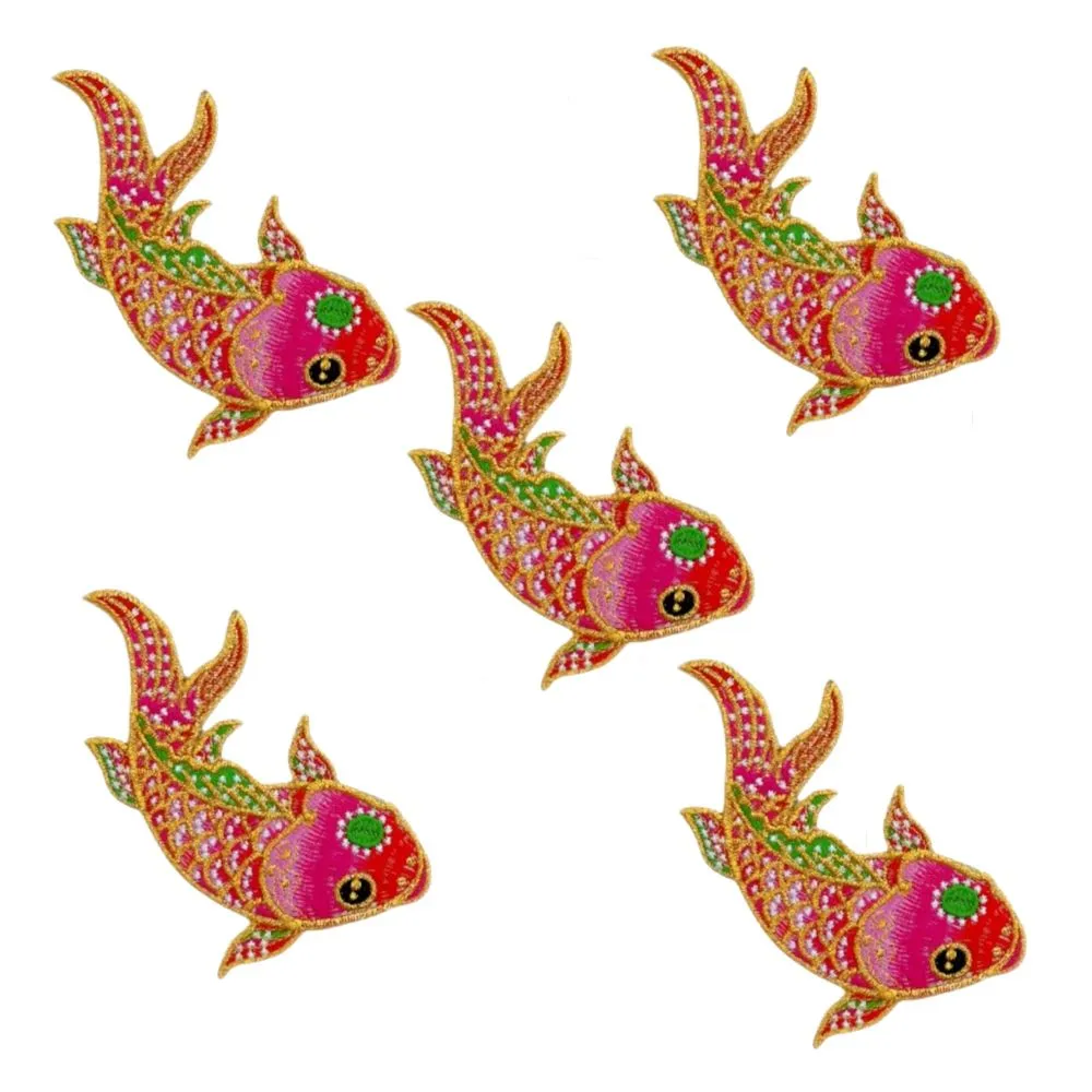 Decor Koi Fish Embroidered Clothing Iron-On Patches 5pcs (15cm) - Special