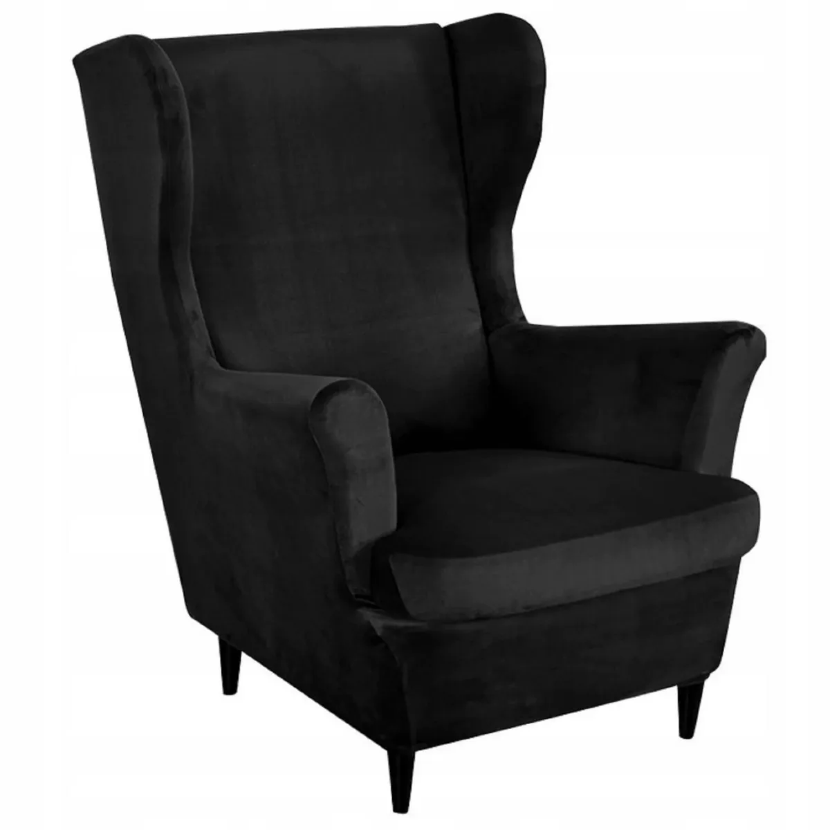 Chelsi Velvet Wingback Armchair - Black