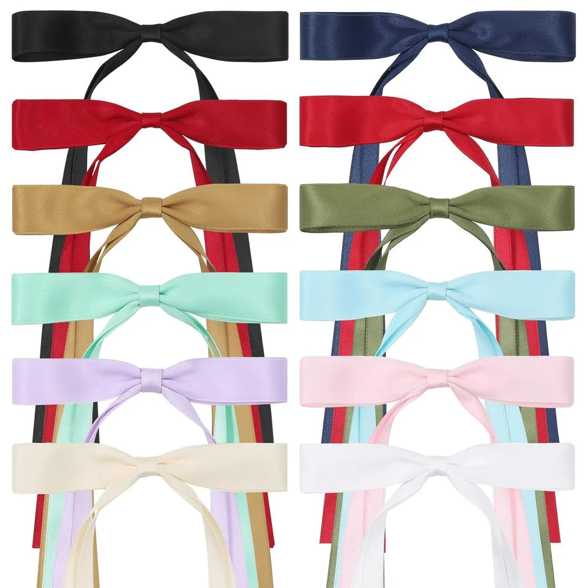 12 Pieces Colorful Hair Ribbon Bows Clip