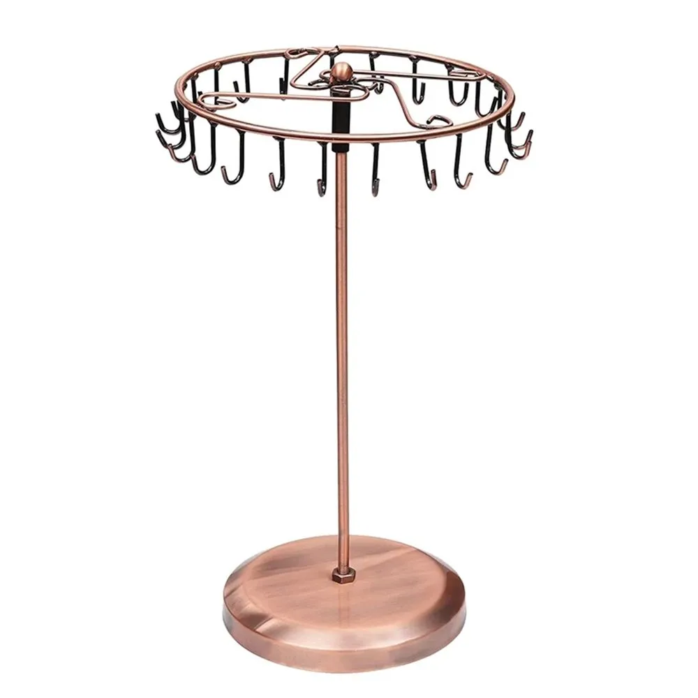 23-Hooks Metal Rotating Display Rack for Pendant Bracelet Earring - Bronze