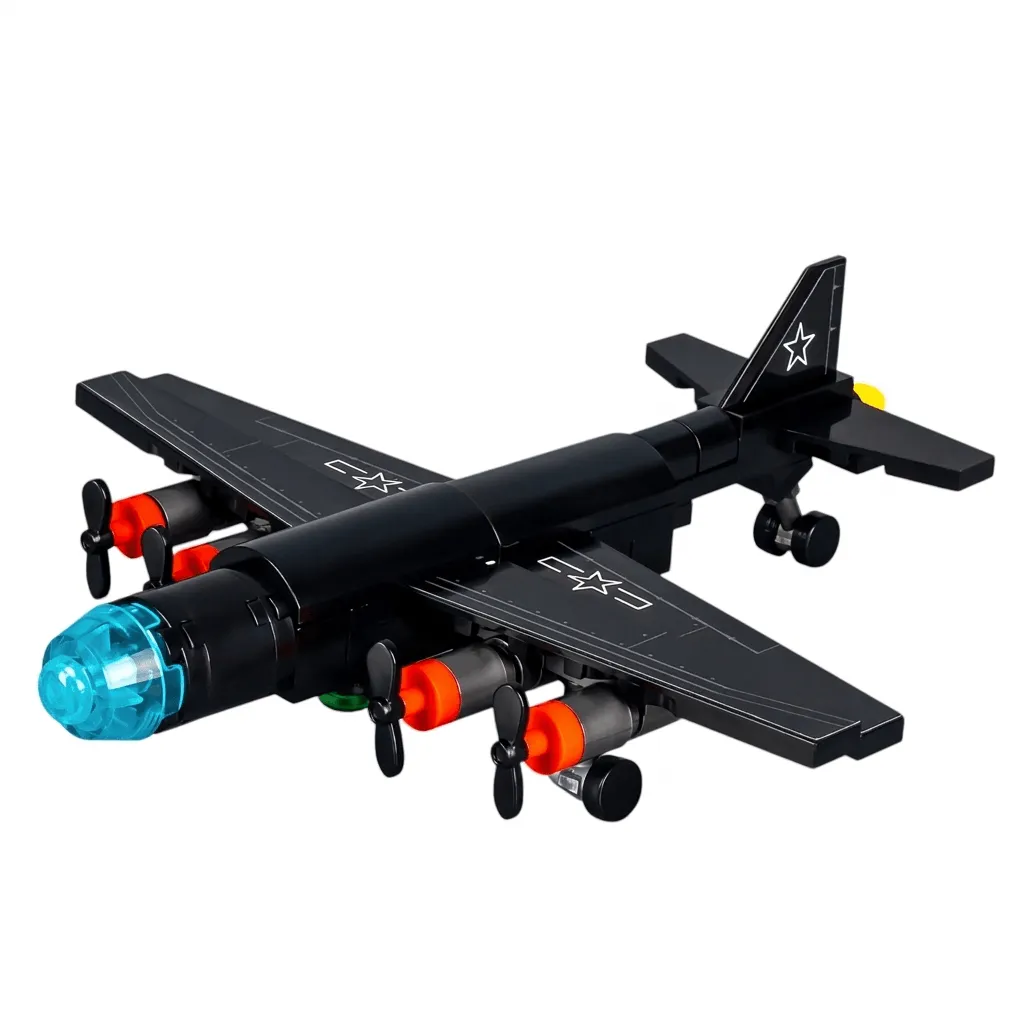 78 Piece - Heavy Bomber Aircraft Building Block Set For Ages 6+ - Black