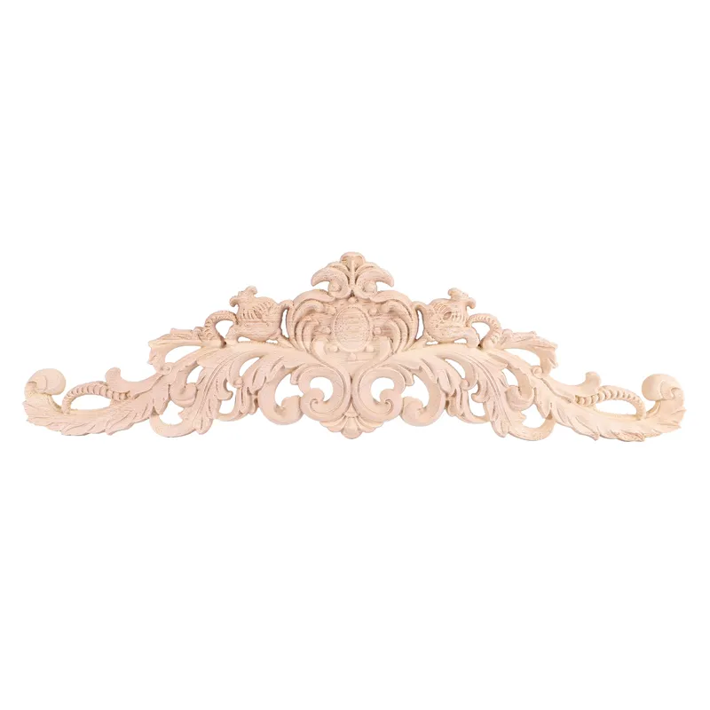 Carving Natural Wood Appliques For Furniture Decorative 40x11x2Cm