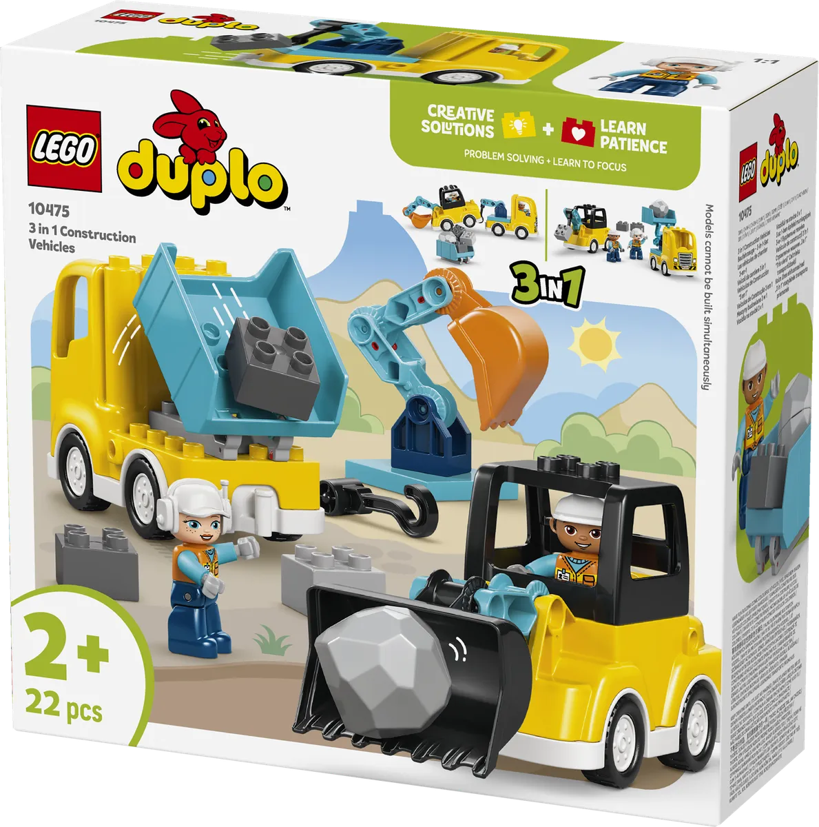 LEGO DUPLO 3 In 1 Construction Vehicles Building Set 22 Pieces
