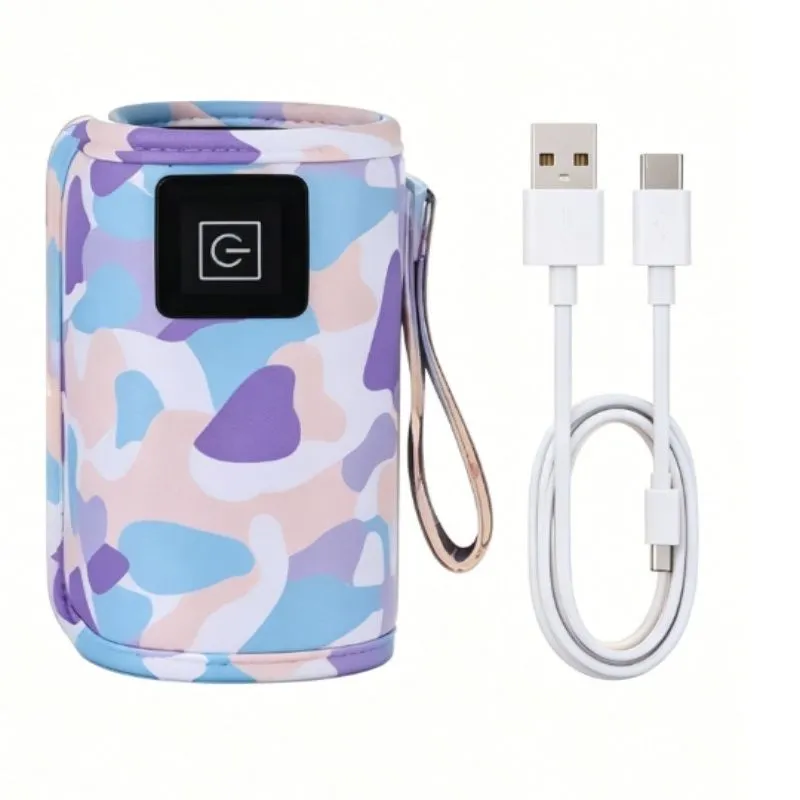 USB Portable Baby Bottle Warmer - 3-Gear Temp Control, Digital Display Blue