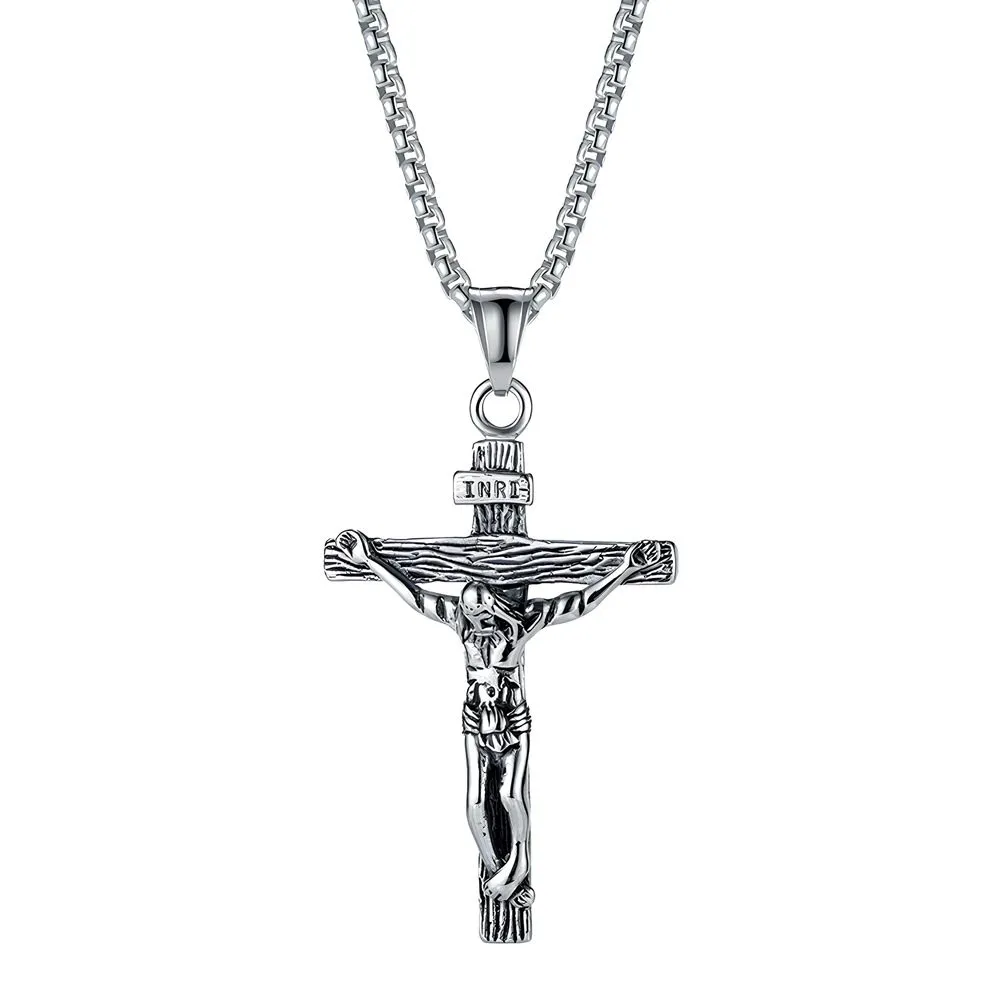 Jesus Cross Pendant Necklaces 2025 Classic Men's Stainless Steel Jewelry