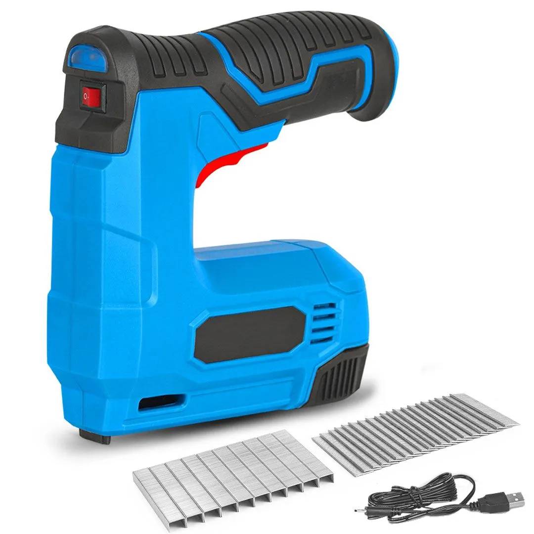 Rechargeable Nail Gun 3.7V Cordless Electric Staple Gun - Blue