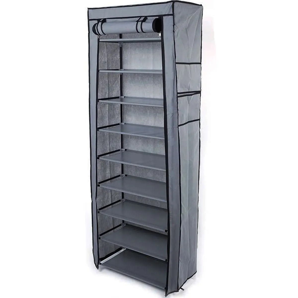 Portable Shoes Rack - Grey, 9 Tier