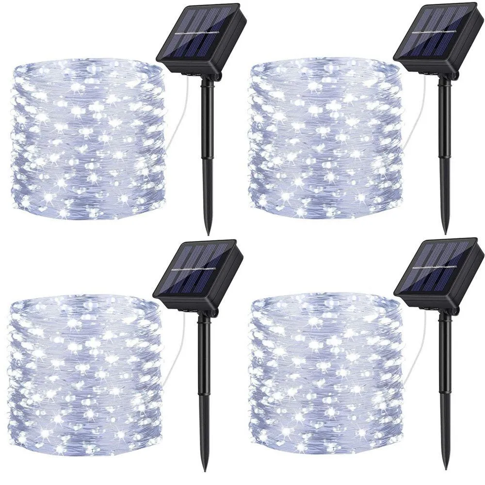 4 Pack Solar Fairy Lights LED Outdoor String Lights - Cool White 