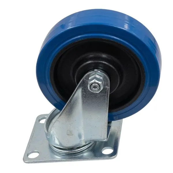 5 Inch Blue Swivel Caster Wheel | Elastic Rubber Wheel