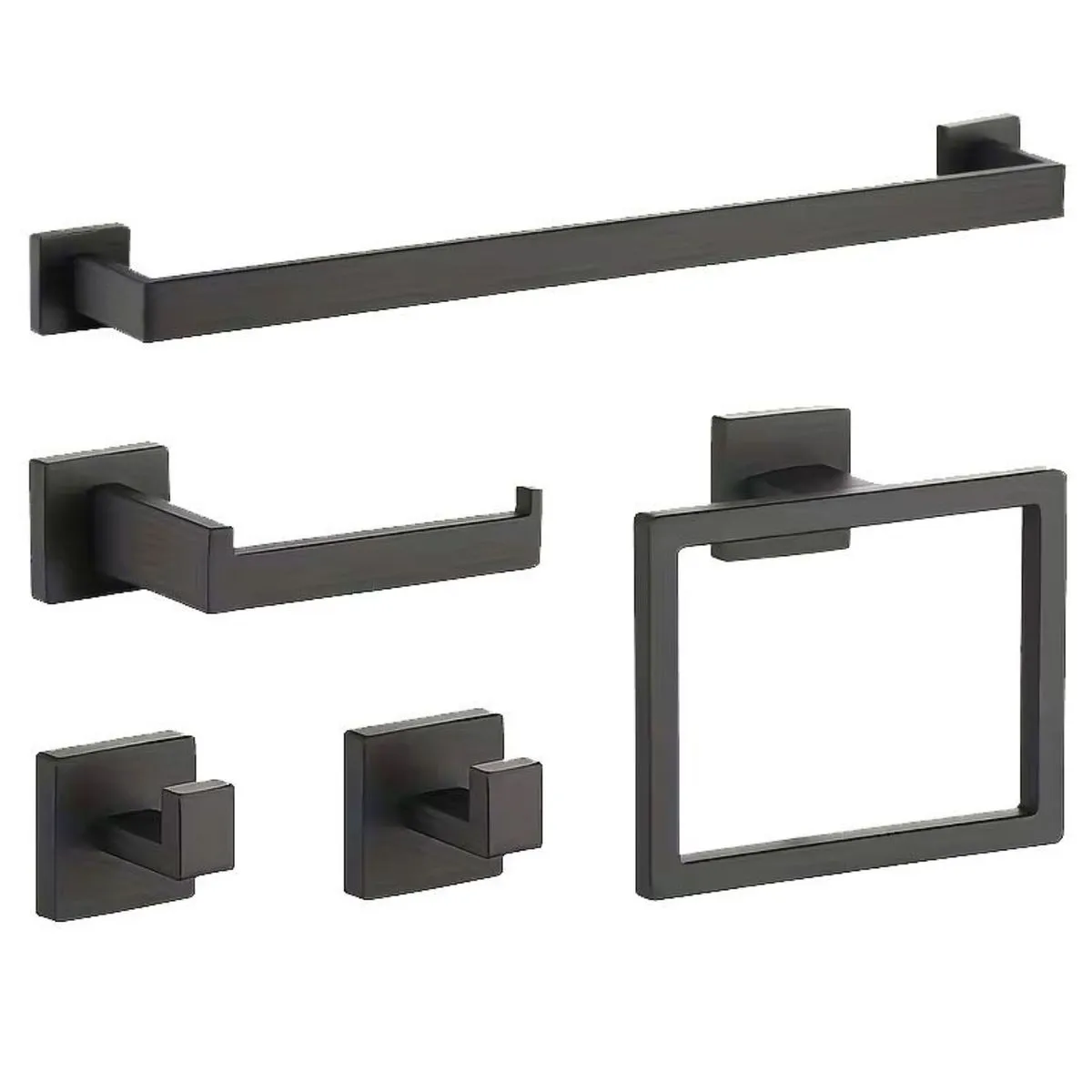 5 Piece Matte Black Bathroom Accessories Set Bath Towel Racks for Bathroom