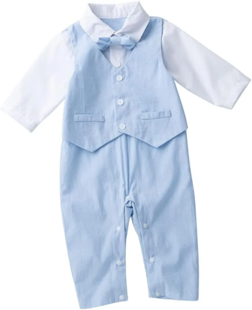 Boy Long Sleeve Romper Jumpsuit Outfit Stylish Two-piece Look for Newborns