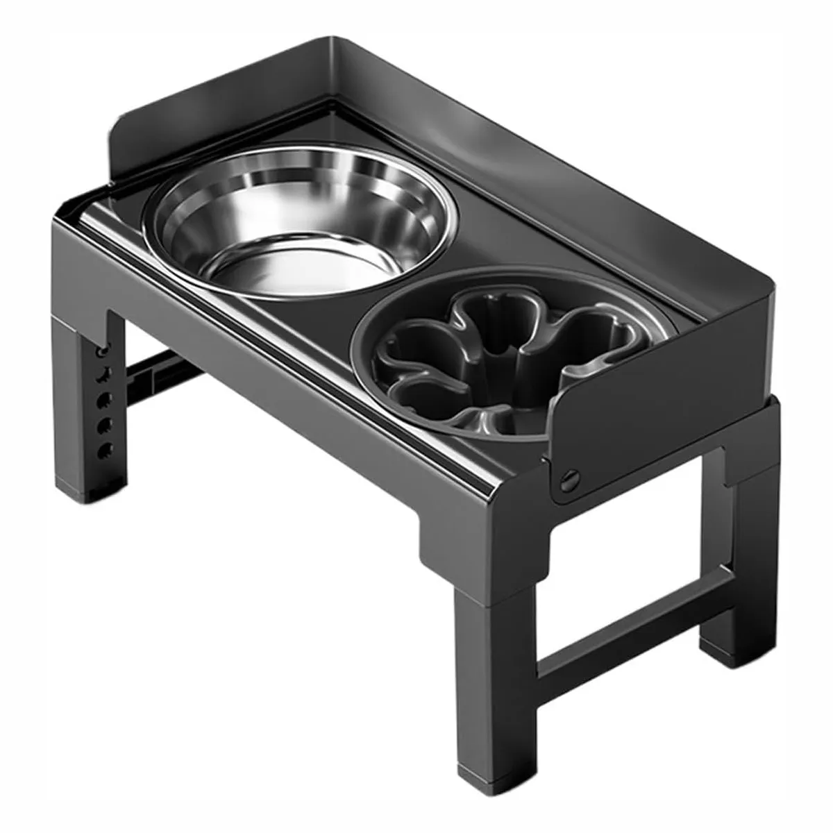 Elevated SpillProof Tiltable Pet Feeder Height Adjustable Dog Bowls for Dog - Black