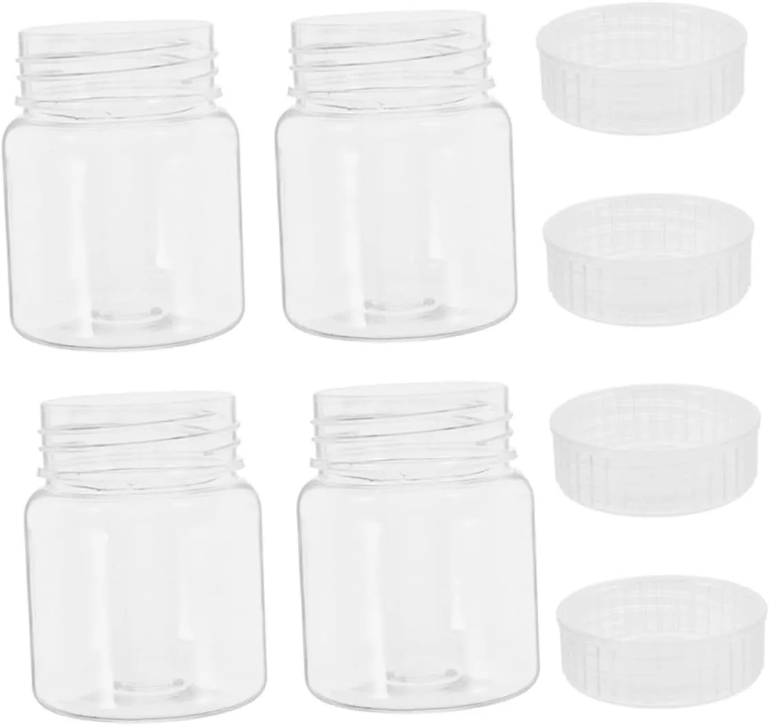 4PCS Wide Mouth Plastic Bottles for Plant Tissue Culture 240ML Reusable