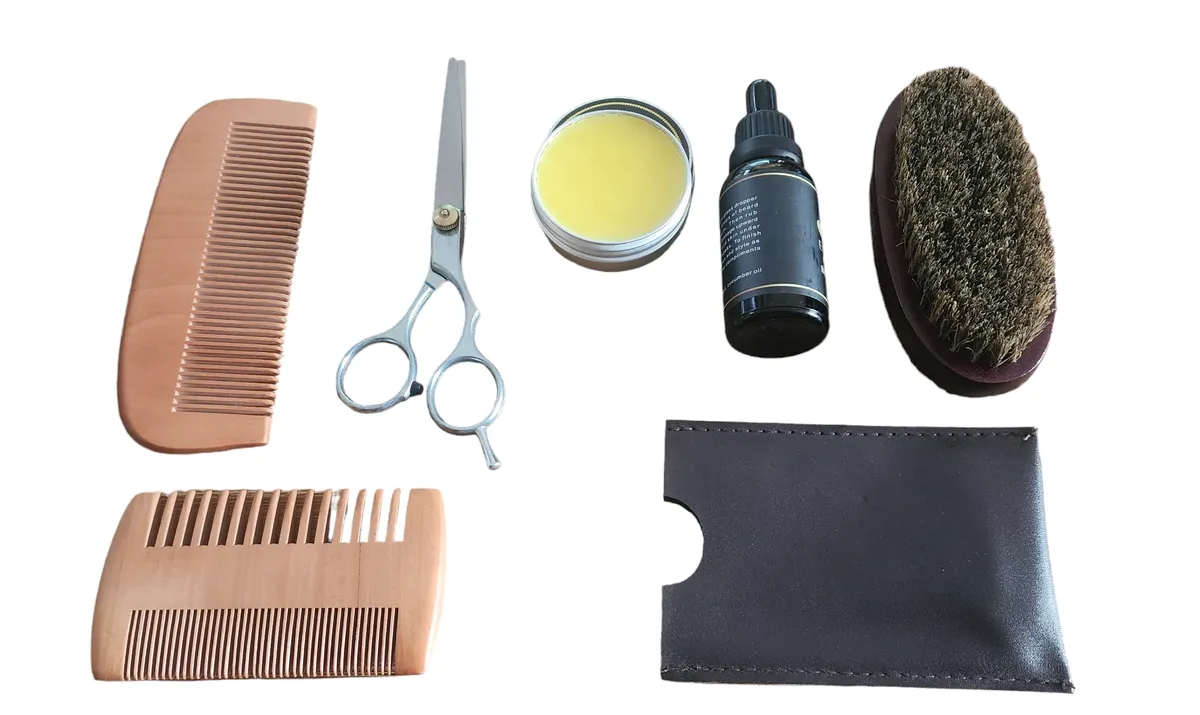 7 Piece Beard Care Kit for Men Grooming & Trimming