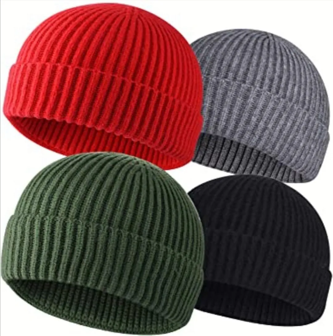 Beanie Unisex Wool Hat Pack Of 4 - Black
