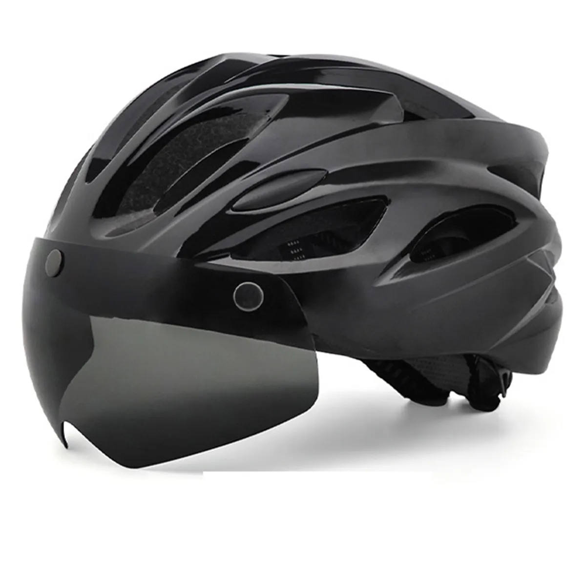 Cycling Helmet Lightweight Breathable Road Bicycle Helmet Removable Goggles - Black