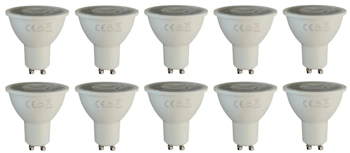 GU 10 7W LED Dimmable Downlight Globes - 10 Pack Cool White