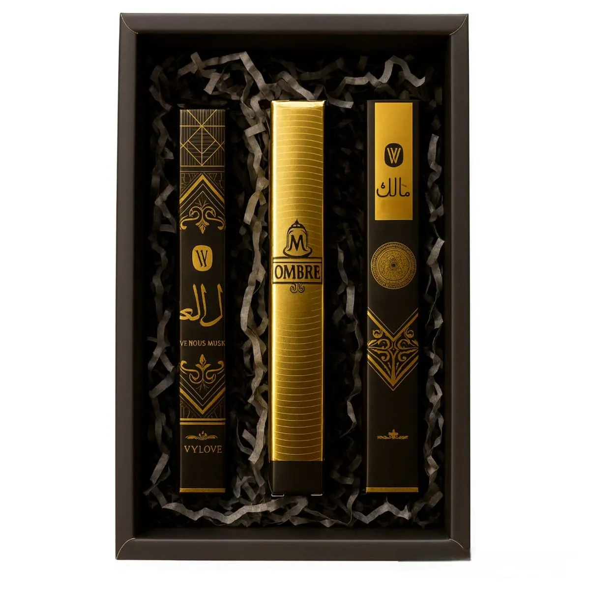 3 Piece Fragrance EDT Mist Gift Set - For Men & Women - Black, Gold