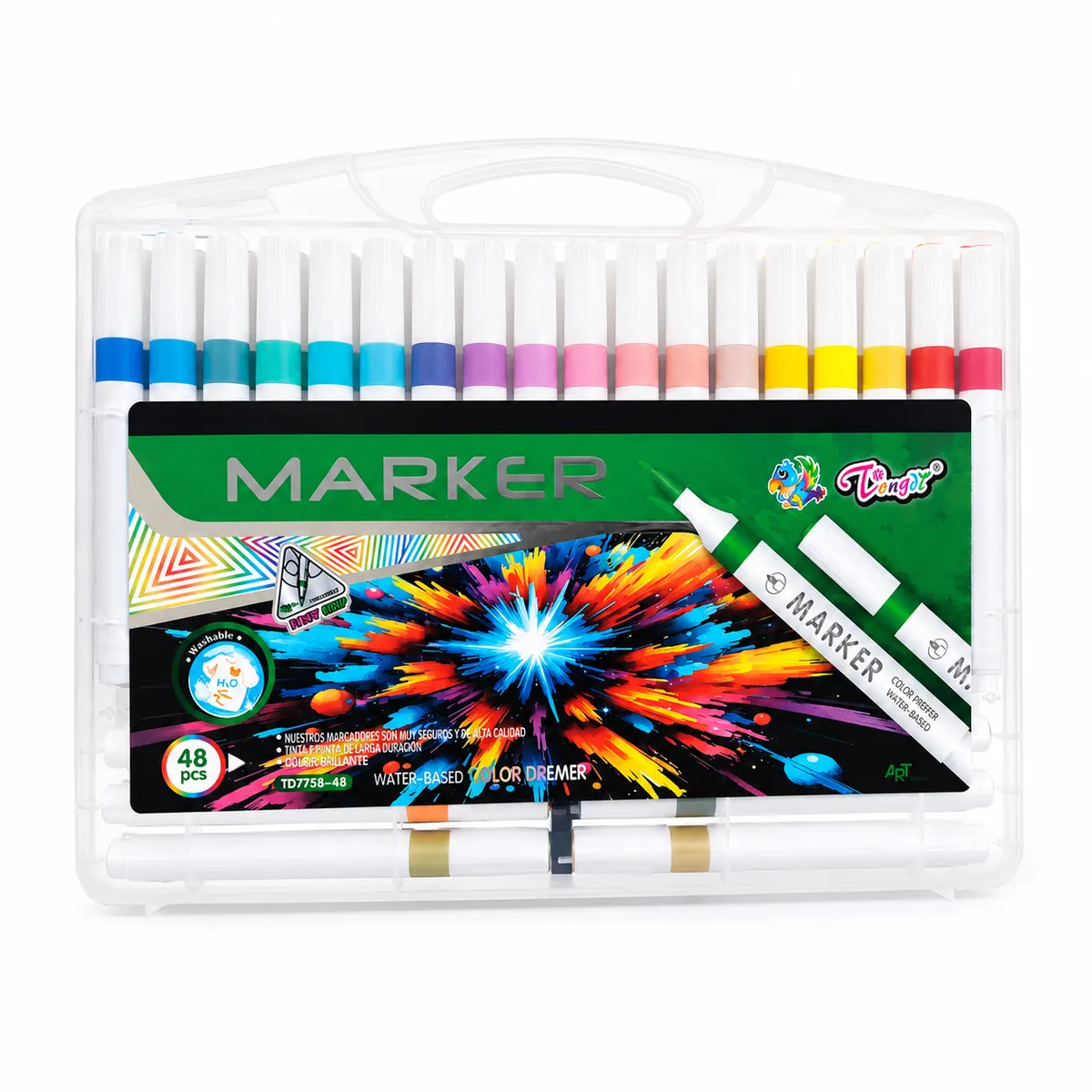48 Colour Water-Based Marker Set in Portable Storage Case