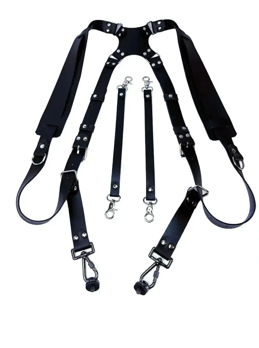 Dual Camera Strap for DSLR/SLR Leather - New - Black