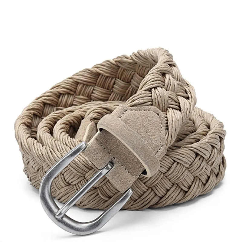Women Cotton Pin Buckle Braided Belt