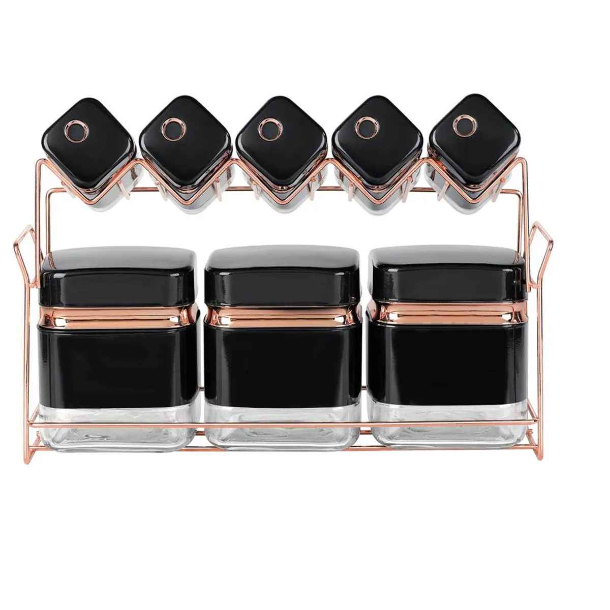 8 Pieces Canister Set with Stand - Black