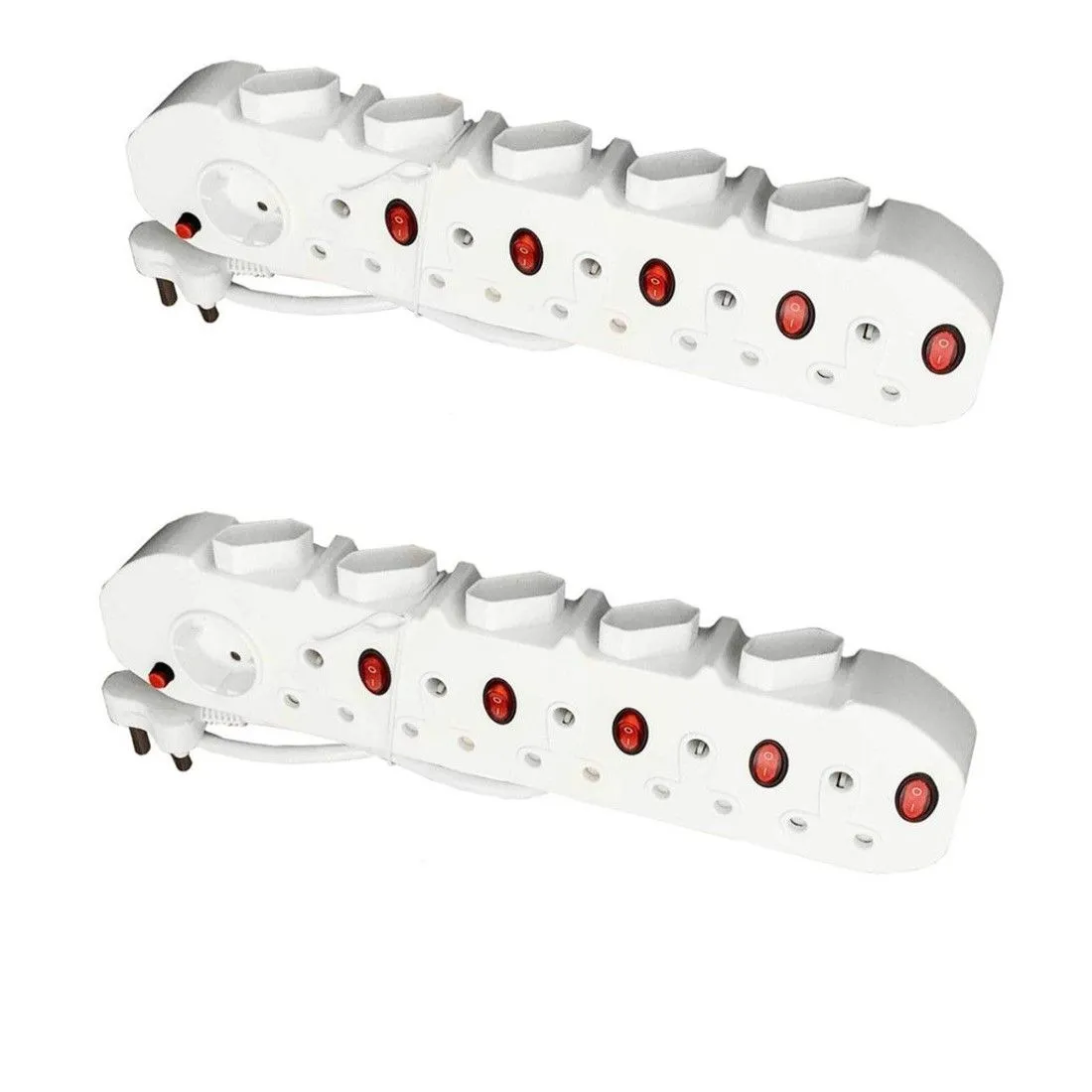 9 Way Multi-plug with 4 illuminated switches - Pack of 2