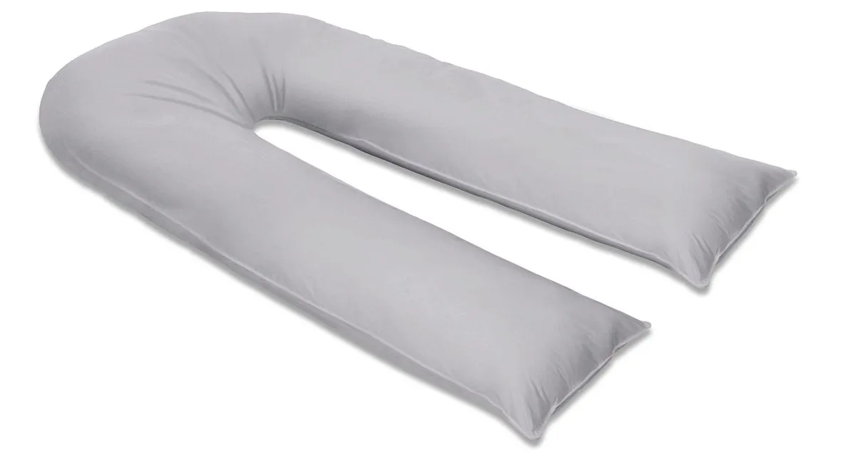 U-Shaped Pregnancy Support Pillow with Removable Cover - Grey