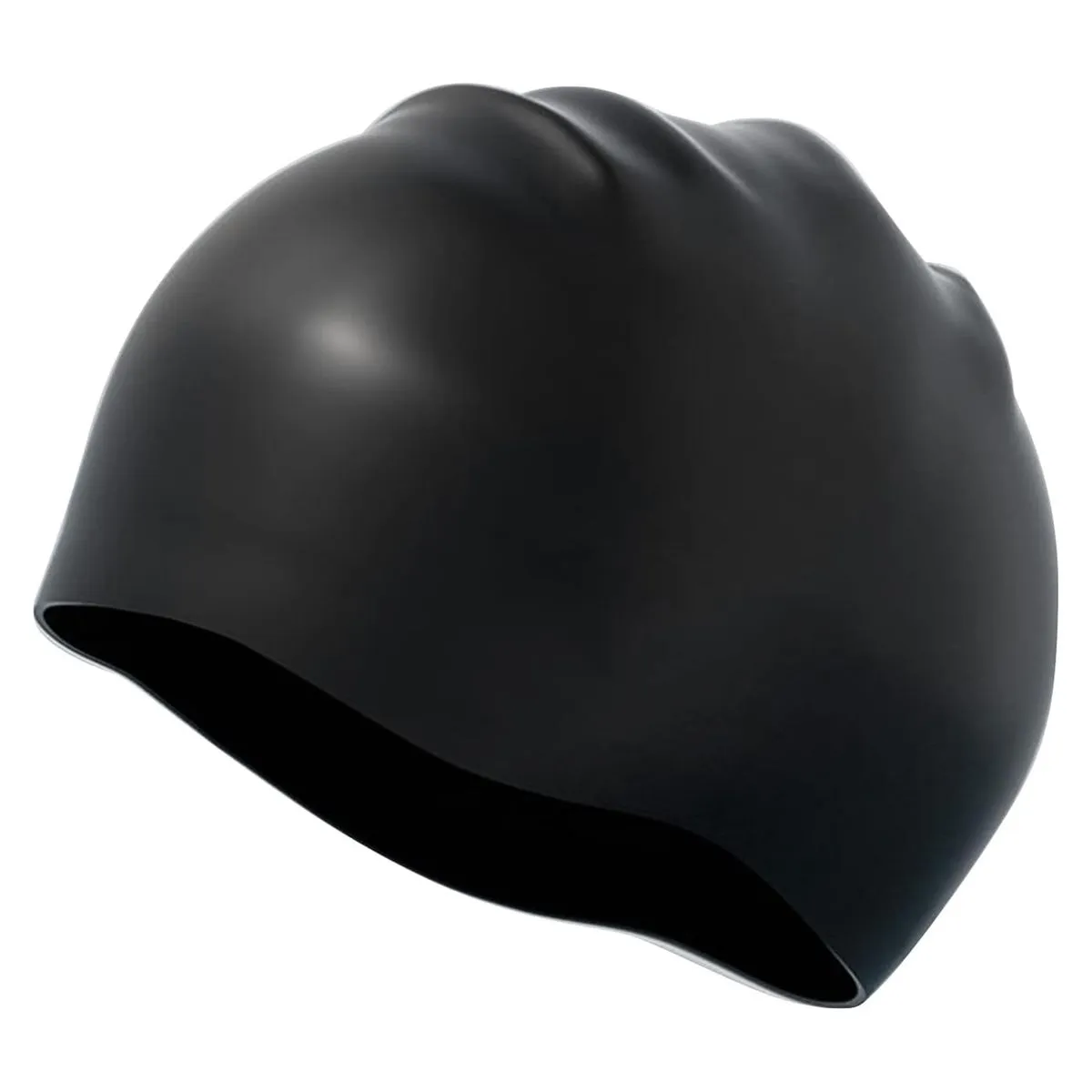 QYNIAL Unisex Silicone Swim Cap - Extra Large High Elastic Waterproof - Black