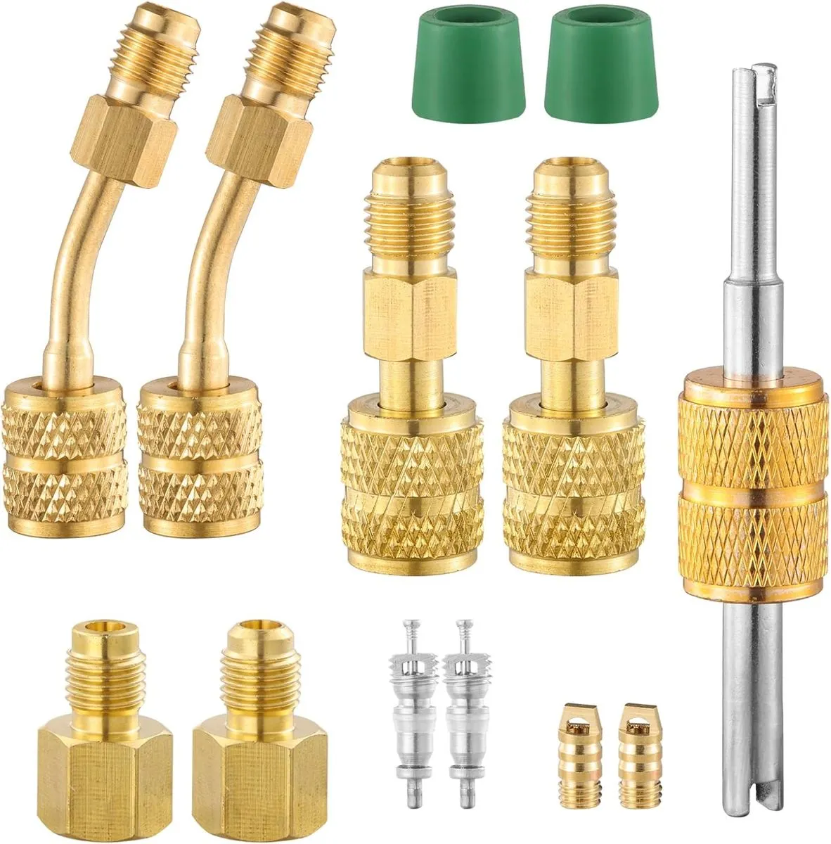 R410A Mini Split Adapter with 5/16" Female to 1/4" Male Valve Core Remover