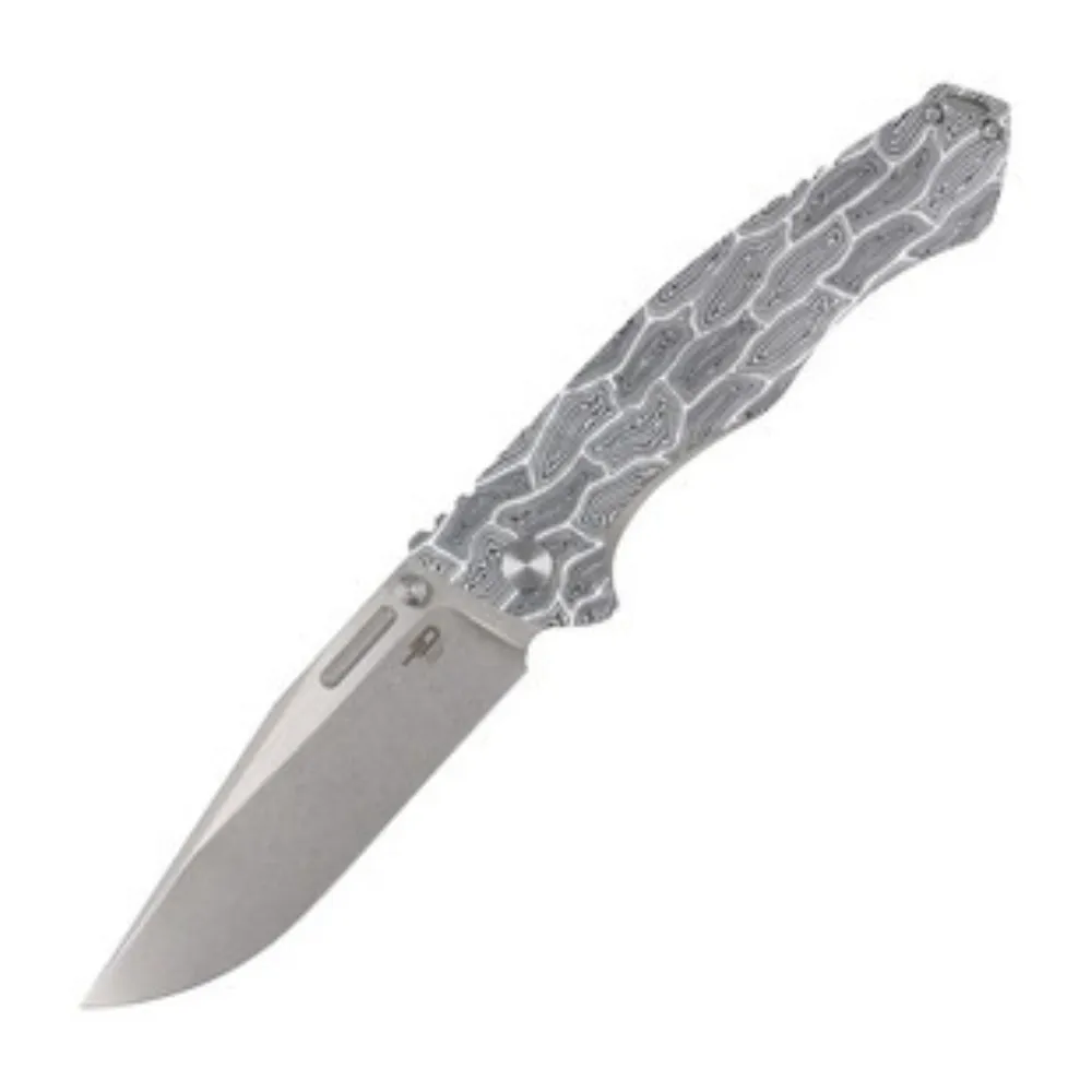 BESTECH Keen II Black and White Damascus Folding Knife - BT2301C