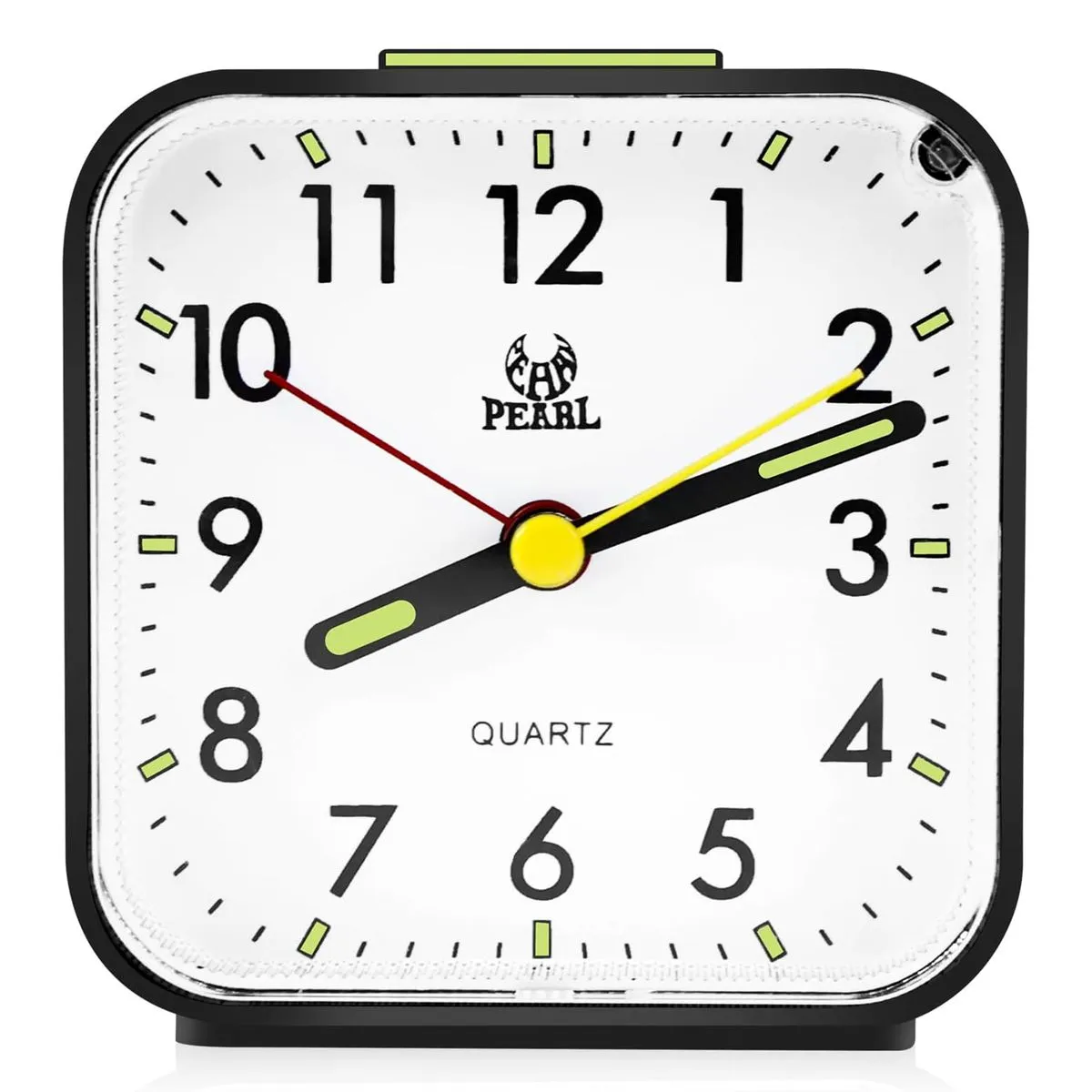 Analogue Alarm Clock Silent Bedside Clock with Snooze Function Nightlight - Black